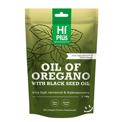 Oil of Oregano and Black Seed Oil Softgel Supplement in One 300-Count Resealable Pouch Package