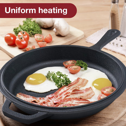 Cast Iron Dutch Oven & Frying Pan Set – Pre-Seasoned 2-in-1 Cookware, Deep Pan + Skillet for Stovetop, Induction, Oven, BBQ & Outdoor Cooking, Multi-Purpose Pots and Pans Set