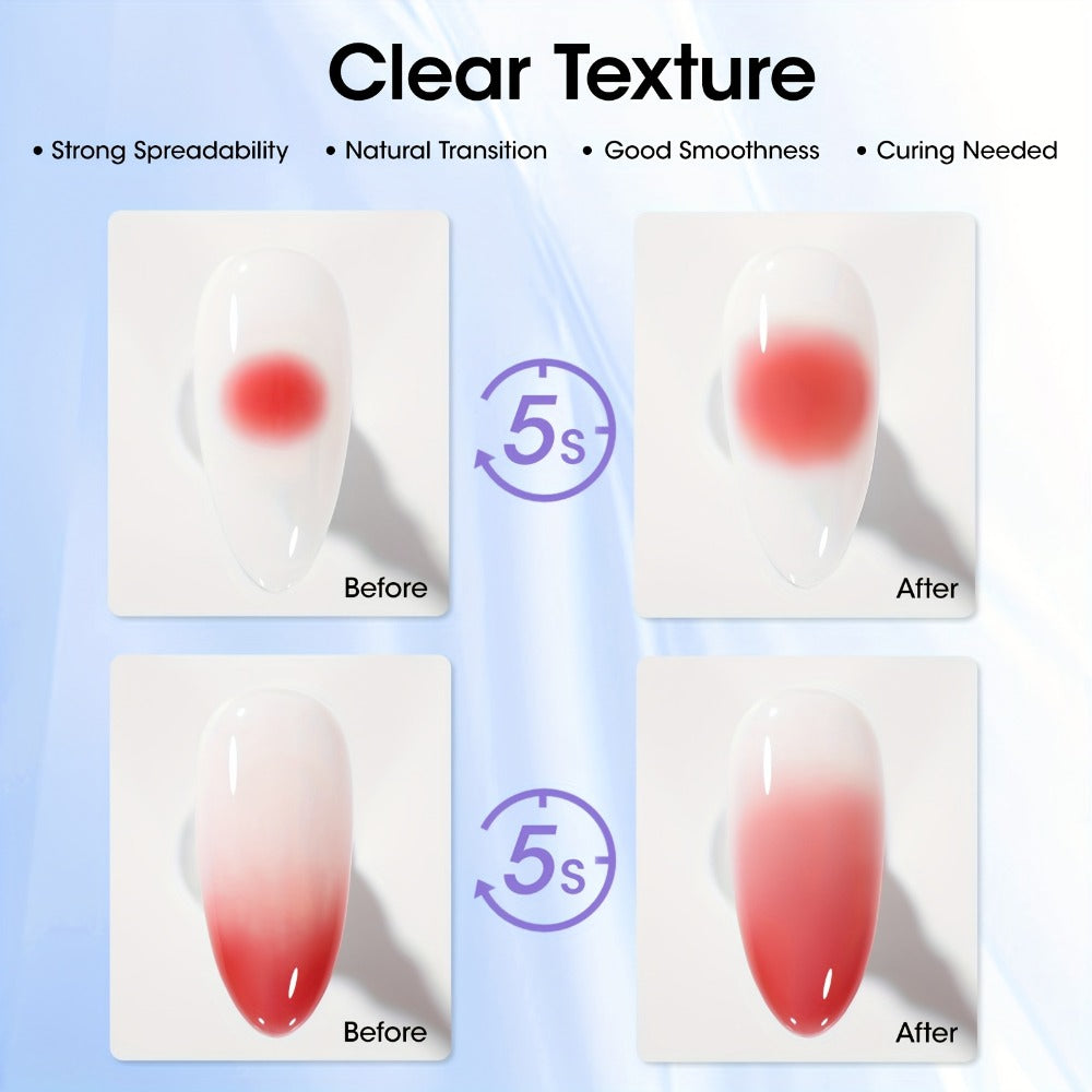 Clear Blooming Nail Art Gel Two-Bottle Set with 20ml Brush-Cap Bottles for Marble, Floral and Tie-Dye Designs