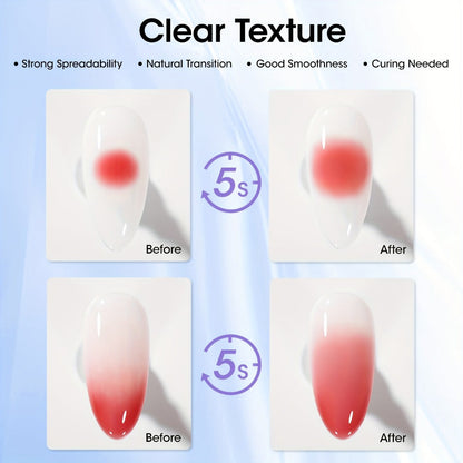 Clear Blooming Nail Art Gel Two-Bottle Set with 20ml Brush-Cap Bottles for Marble, Floral and Tie-Dye Designs