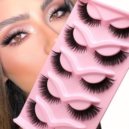 Wispy Cat Eye False Eyelashes 30 Pairs Long Voluminous Reusable Strip Lashes with Flexible Clear Band – Dramatic Eye Makeup for Parties, Date Night & Everyday Wear