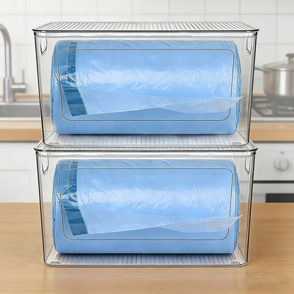 Trash Bag Storage Organizer Dispenser 2-Pack for 13, 30 or 33-Gallon Bags with Lids for Under-Sink Use