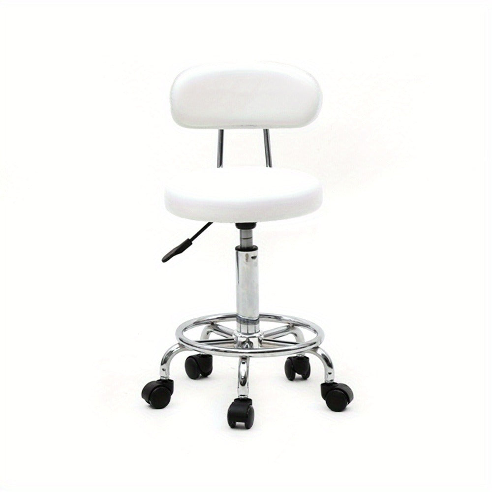 Saddle & Round Salon Stool with Backrest 360-Degree Swivel, Adjustable Height Professional Chair for Salon