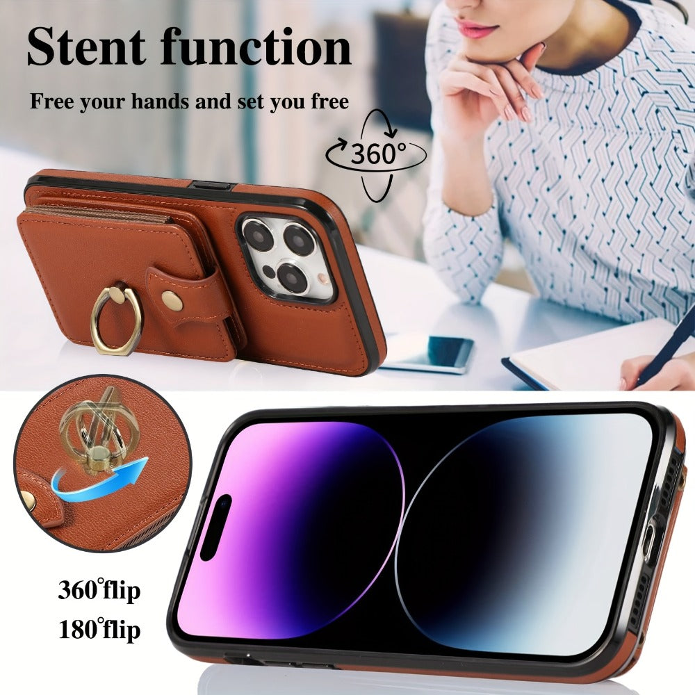 Phone Case RFID-Blocking Wallet with 2–3 Card Holder, Fold-Out Kickstand and Magnetic Charging for Select iPhones