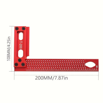 200 mm Aluminum T-Square Marking Gauge with Sliding Stop, Metric Scale and Red Anodized Finish