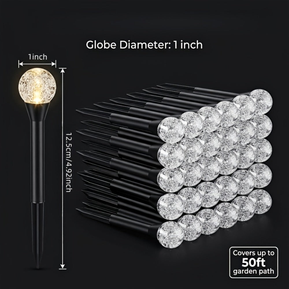 Solar Garden Lights Outdoor 30 Pack Crystal Bubble Ball Ground Spike LED - 8 Modes Waterproof Solar Powered Landscape Fairy Lights for Yard Lawn Pathway Patio Camping Christmas Holiday Decoration