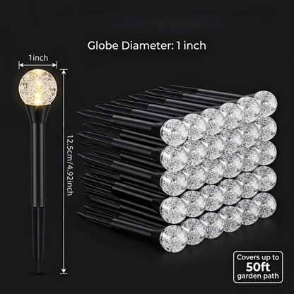 Solar Garden Lights Outdoor 30 Pack Crystal Bubble Ball Ground Spike LED - 8 Modes Waterproof Solar Powered Landscape Fairy Lights for Yard Lawn Pathway Patio Camping Christmas Holiday Decoration