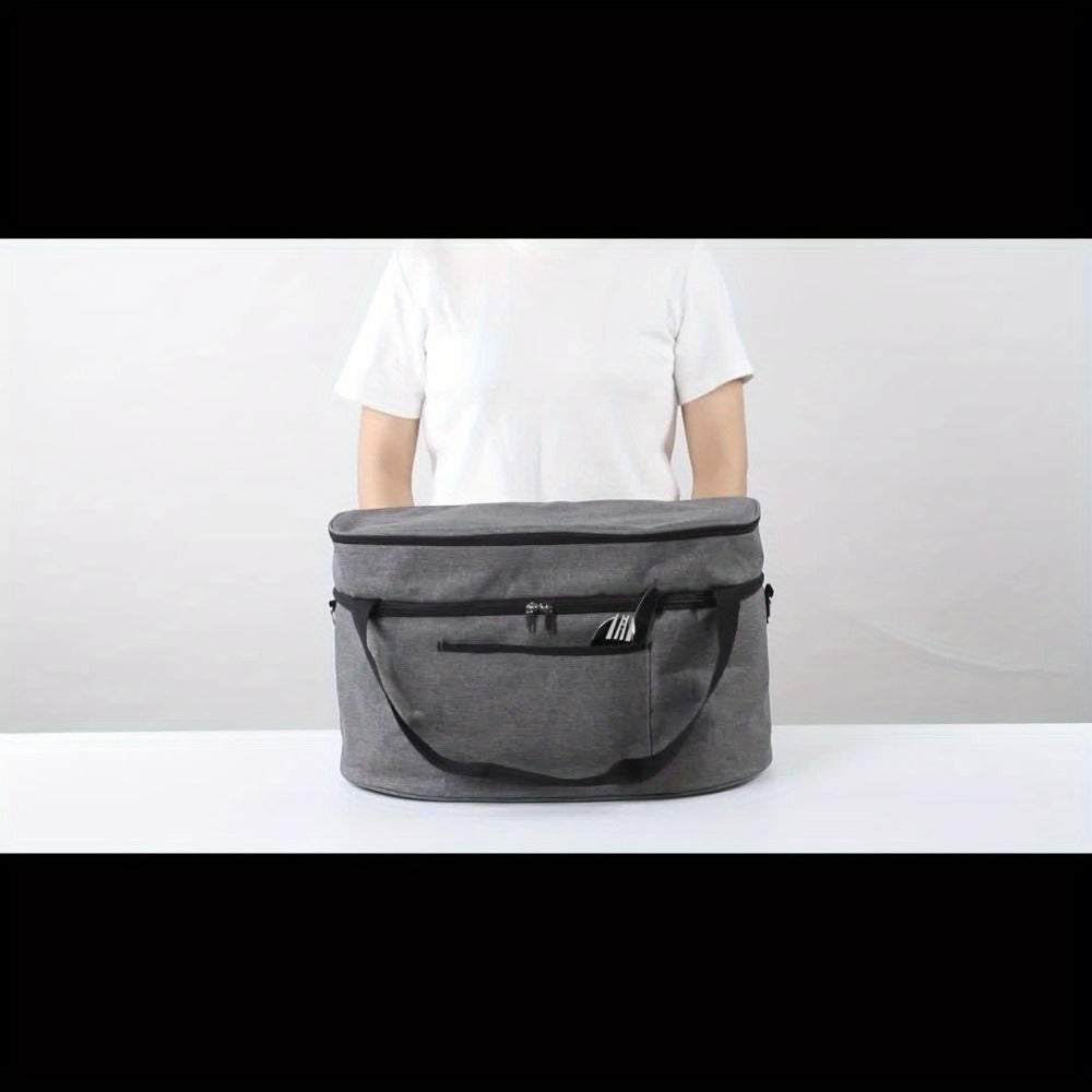 Two-Layer Slow Cooker Carrier Bag with Carry Handles, Front Pocket and Exact Black 18.5 by 12 by 11 Inch Option