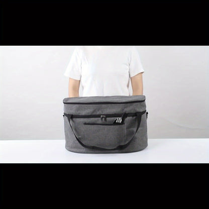 Two-Layer Slow Cooker Carrier Bag with Carry Handles, Front Pocket and Exact Black 18.5 by 12 by 11 Inch Option