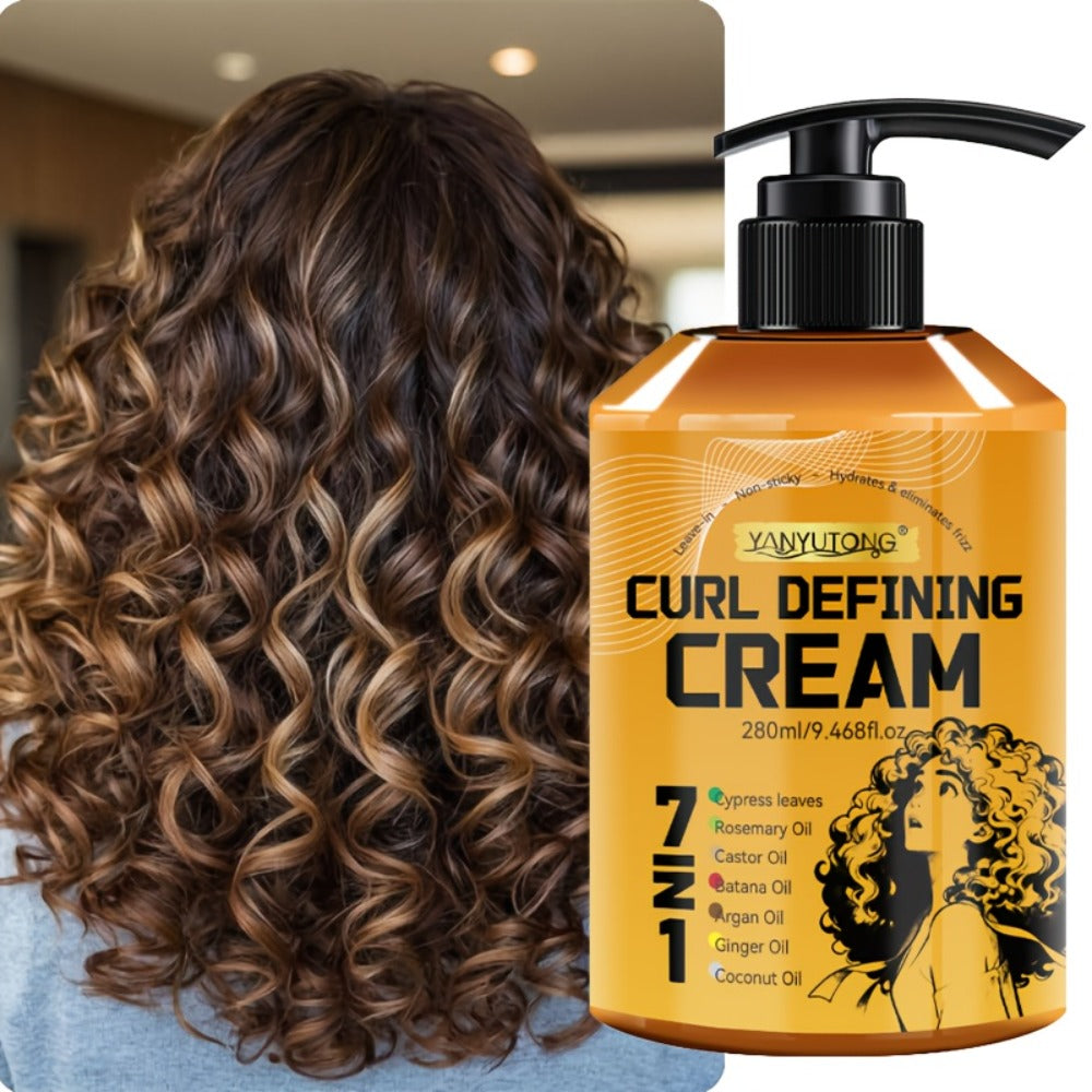 Curl Defining Cream 7-in-1 with Argan Oil & Rosemary Oil 280ml — Frizz Control, Natural Fluffiness & Long-Lasting Hold for Wavy, Curly &