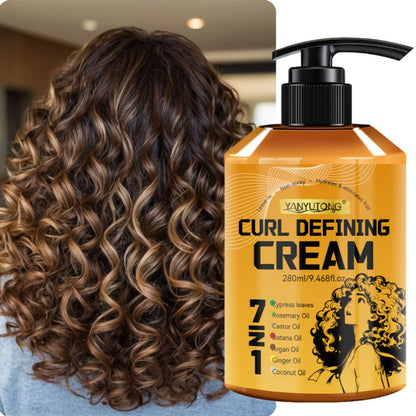 Curl Defining Cream 7-in-1 with Argan Oil & Rosemary Oil 280ml — Frizz Control, Natural Fluffiness & Long-Lasting Hold for Wavy, Curly &