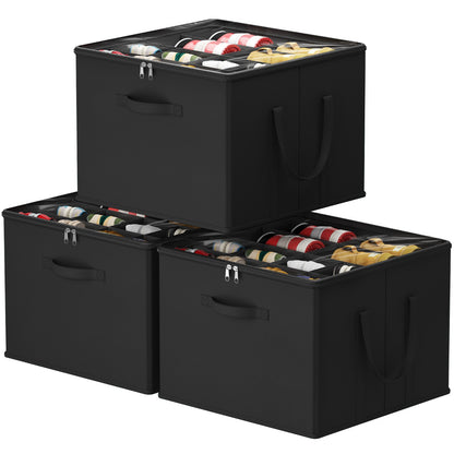 Shoe Storage Organizer with Clear Cover – Foldable Shoe Box for Closet, Fits 12-16 Pairs, Reinforced Handles, Dust-Proof Non-Woven Fabric, Space-Saving Stackable Design for Boots Heels Sneakers, 1/2/3 Pack