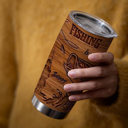 Fisherman Graphic Insulated Tumbler 20oz 304 Stainless Steel with Lid and Straw Travel Cup for Hot Cold Drinks Camping Drinkware Gift for Dad Birthday Fathers Day Brown