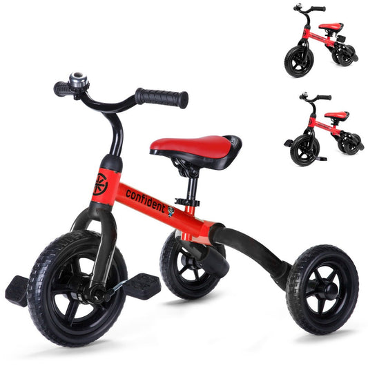 3-in-1 Foldable Toddler Tricycle Balance Bike with Detachable Pedals Training Wheels for Boys Girls Ages 2-5 Indoor Outdoor Ride On Toy Birthday Christmas Gift Blue Pink