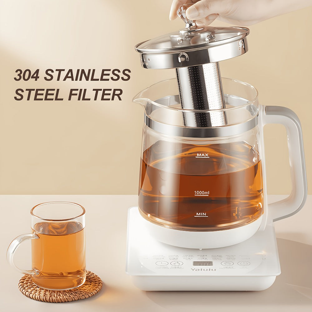 Electric Kettle 1.8L Glass Multi-Cooker with 18 Presets, Tea Infuser, Egg Steaming Rack and US Plug