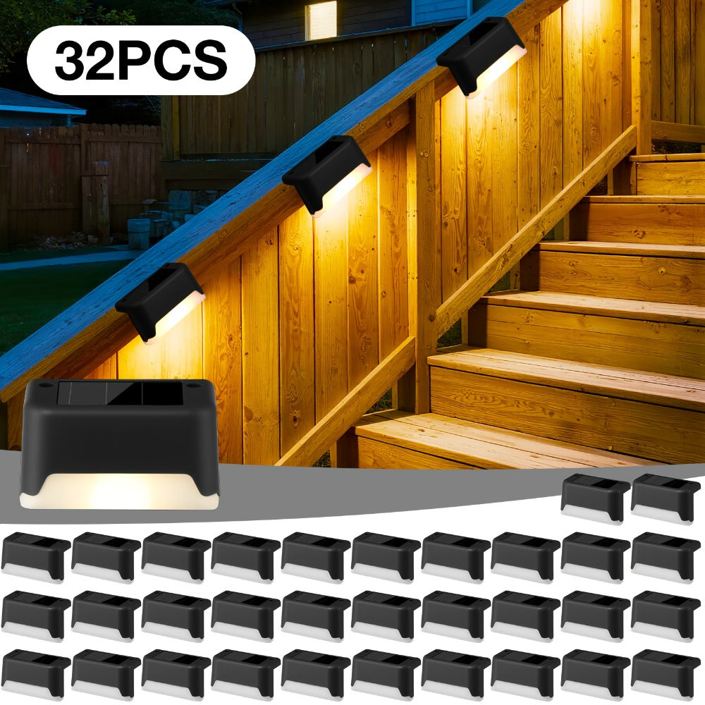 Solar Step Lights IP65 Waterproof – LED Deck Lights for Outdoor Stairs, Fence & Pathway, Auto On/Off Dusk to Dawn, 12-Hour Night Lighting for Garden, Patio, Driveway & Commercial Spaces