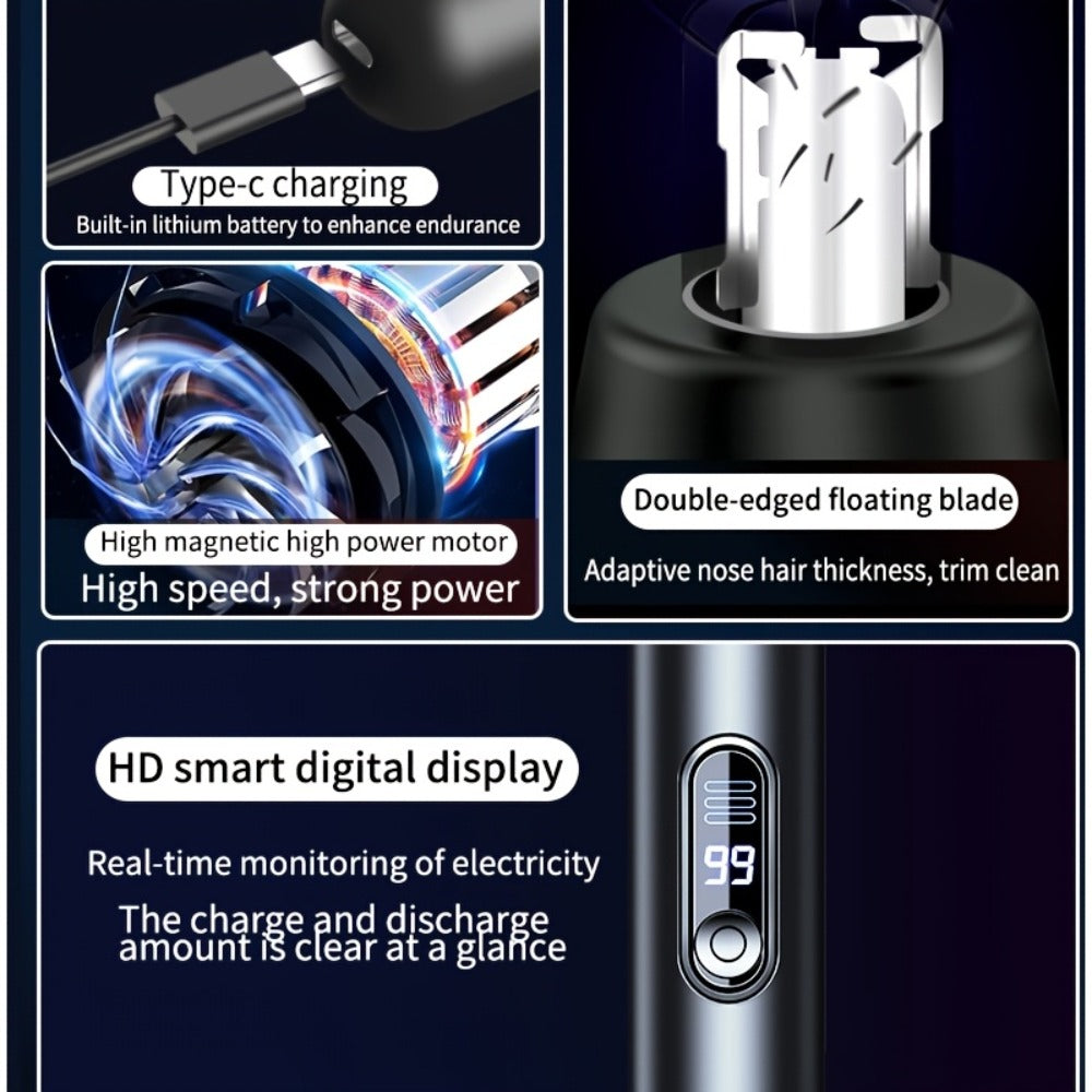 Rechargeable Nose, Ear and Eyebrow Hair Trimmer with LED Display in Two Exact Checkout Configurations