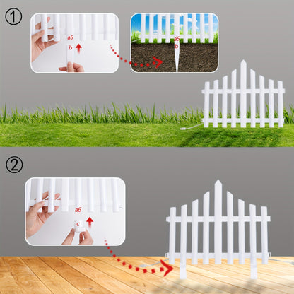 Eight-Piece Flexible Solar Picket Fence Light Set, 35 x 28.5cm Per Section in Multicolor or Warm White