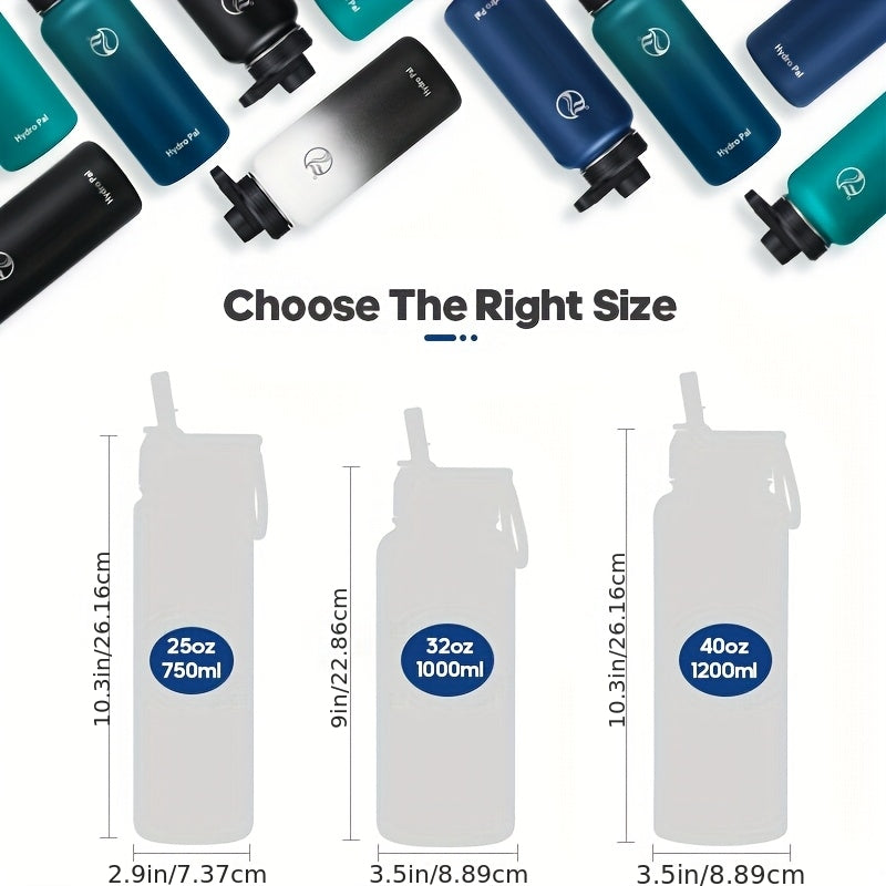 40oz HydroPal Water Bottle with Separate Straw and Chug Lids, Two Straws and 12 Color or Pattern Options