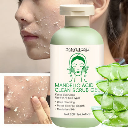 Mandelic Acid Facial Exfoliating Gel in a 200ml Green Pump Bottle for Face and Body Rinse-Off Use