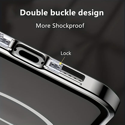 Phone Case Privacy Screen with Aluminum Alloy Frame, Rear Stand and MagSafe Support for iPhone 15 Pro