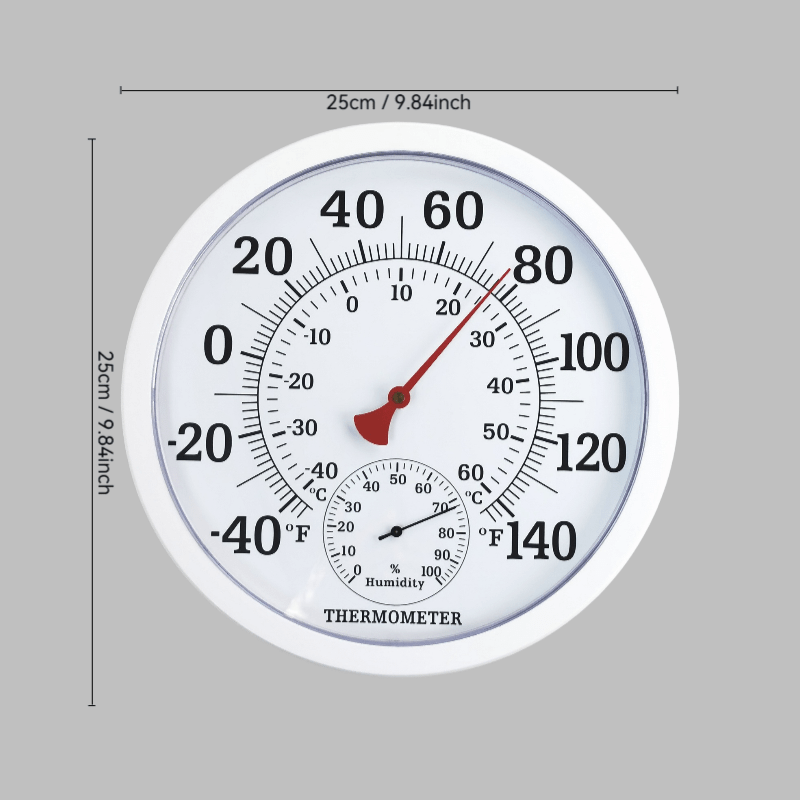 Digital Thermometer Hygrometer - 9.84" Large Screen Indoor Temperature Humidity Monitor, White Panel, Easy-Read Display for Home, Office & HVAC