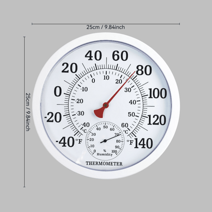 Digital Thermometer Hygrometer - 9.84" Large Screen Indoor Temperature Humidity Monitor, White Panel, Easy-Read Display for Home, Office & HVAC