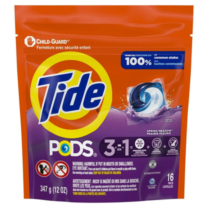 Tide PODS Spring Meadow Scent Laundry Detergent with 16 Pre-Portioned Pods in One Branded Bag