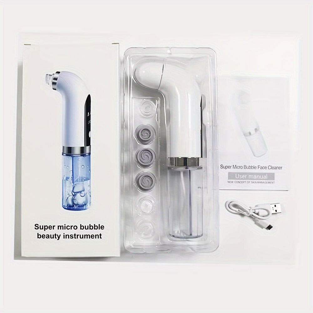 White Water-Tank Pore Vacuum Blackhead Remover with 3 Suction Levels and 6 Interchangeable Heads