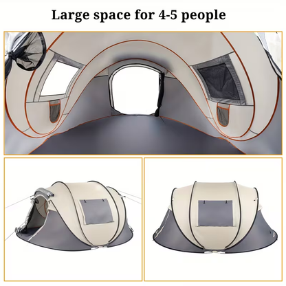 Camping Tent 5-8 Person Automatic Three-Pole Shelter, 110.24 x 82.68 x 47.24 Inches for Outdoor Camp Setup