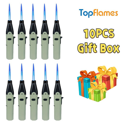 Long-Reach Torch Lighter Multipack with 10 or 15 Extended Igniters in Five Coordinated Body Colors