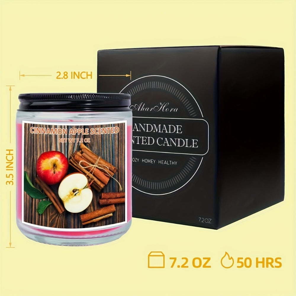 7.2oz Lidded Autumn Jar Candle with Single Wick, Label Artwork and Pumpkin or Apple Cinnamon Style