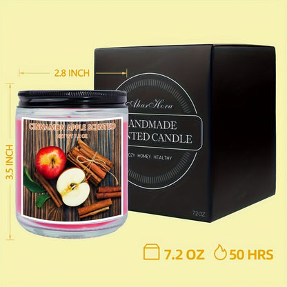 7.2oz Lidded Autumn Jar Candle with Single Wick, Label Artwork and Pumpkin or Apple Cinnamon Style