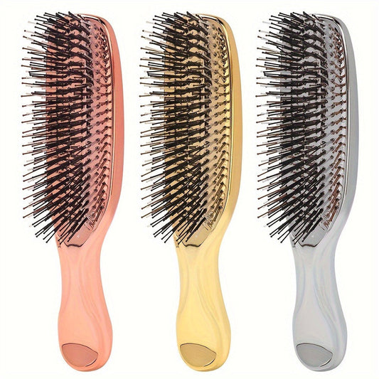 Air Cushion Comb Scalp Massage Brush Anti-Static Detangling Hair Comb Electroplated Flexible Cushion Pins Frizz Control Stimulates Hair Growth All Hair Types Gift Box Rose Gold Silver Gold Women
