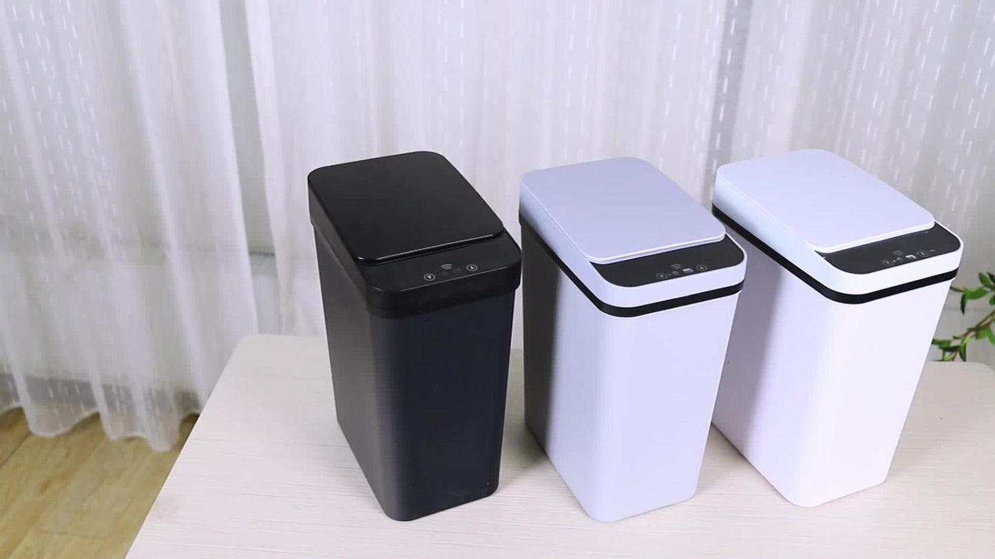 Two-Piece Motion Sensor Trash Can Set with 4.2 and 2.6-Gallon Narrow Bins in White or Black