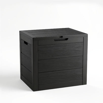 35- or 75-Gallon Outdoor Deck Box with Hinged Lid, Side Grips and Black or Beige Model Options