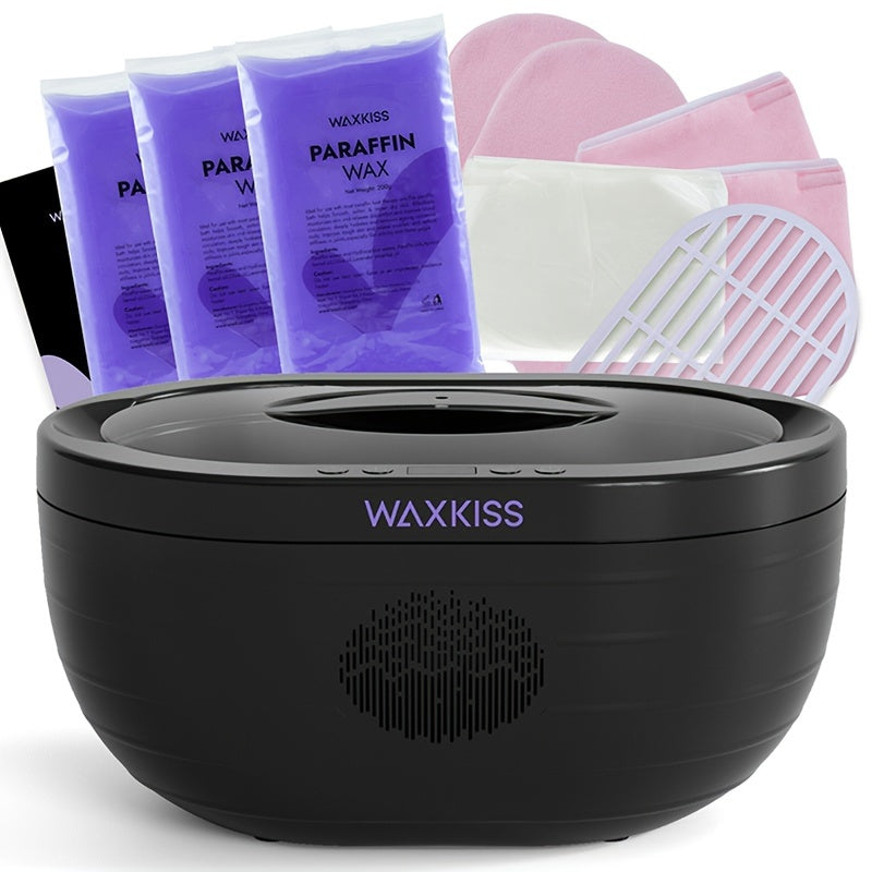 Paraffin Wax Machine for Hands and Feet Large Capacity — WAXKISS PWH-3000A 101oz Home Spa Wax Warmer Kit for Deep Moisturizing, Dry Skin, Cracked Heels & Arthritis Joint Relief, US Plug (Black/White)