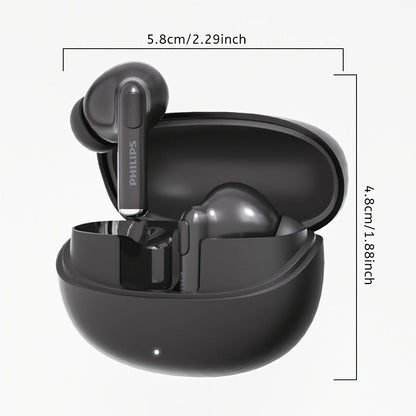 Philips TWS Earbuds Condenser Microphone True Wireless In-Ear Headphones USB-C Charging Case Android Compatible Portable Modern Design Tech Gift Black White