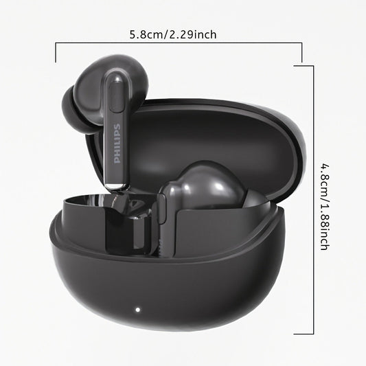 Philips TWS Earbuds Condenser Microphone True Wireless In-Ear Headphones USB-C Charging Case Android Compatible Portable Modern Design Tech Gift Black White