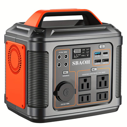 Portable Power Station 296Wh 300W with AC, DC, USB, LED Light and Optional 60W Solar Panel