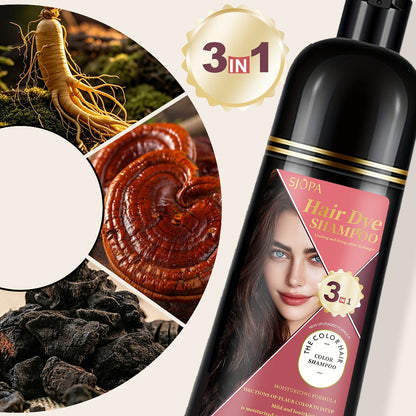Hair Color Shampoo, SJOPA 3-in-1 Bottle-and-Dropper Set with 10 Rose, Brown, Purple and Black Color Options