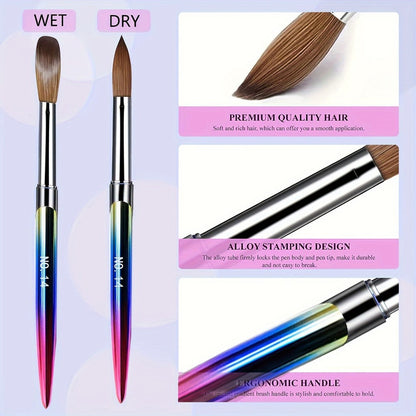 Four-Piece Acrylic Nail Art Brush Set with Gradient Handles and Sizes 10, 12, 14 and 16 for Detail Work