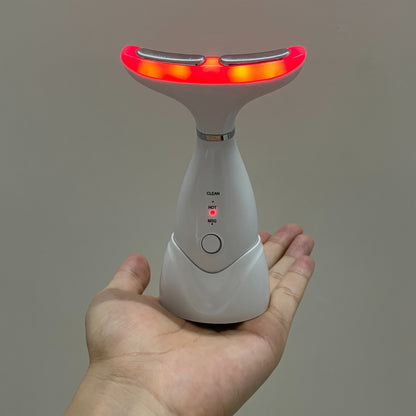 LED Neck Massager 7-Color Light Therapy Vibrating Face & Neck Skin Tightening Device — USB Rechargeable Portable Electric Facial Massage Tool Anti-Aging Beauty Gift