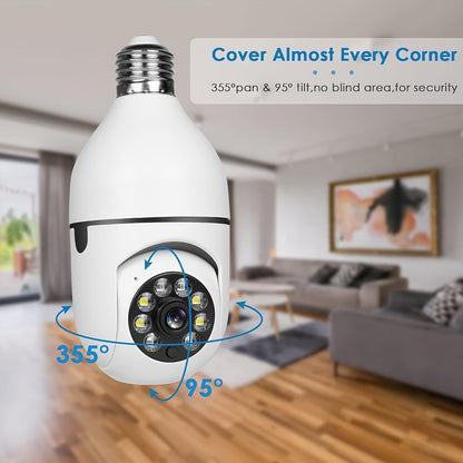 Light Bulb Security Camera 2-Pack 4MP E27 WiFi – Full Color Night Vision, Motion Detection Alerts, Two-Way Audio, Wide Angle, IP54 Weatherproof Indoor Outdoor Surveillance Camera