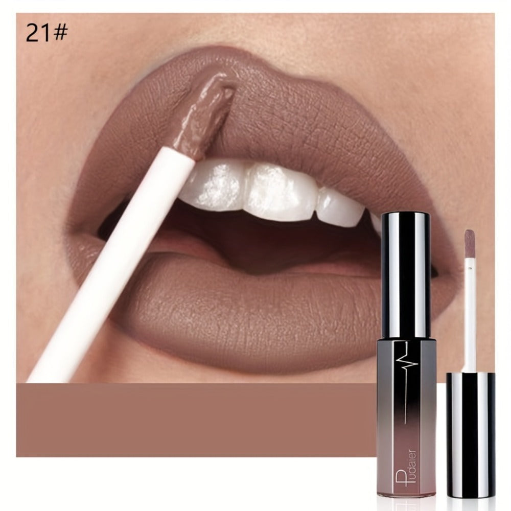 Matte Liquid Lipstick Velvet Finish 24H Waterproof Anti-Smudge – High Pigment Cup-Proof Long-Lasting Lip Glaze 20+ Bold Shades for All Skin Tones Women Pudaier