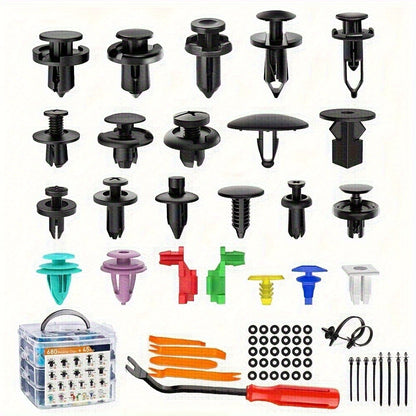 Car Bumper Screw & Rivet Repair Kit 725-Piece – Universal Plastic Clips, Nuts & Fasteners for Bumper, Wing & Interior Body Panels, Includes 680 Rivets + 45-Piece Tool Set