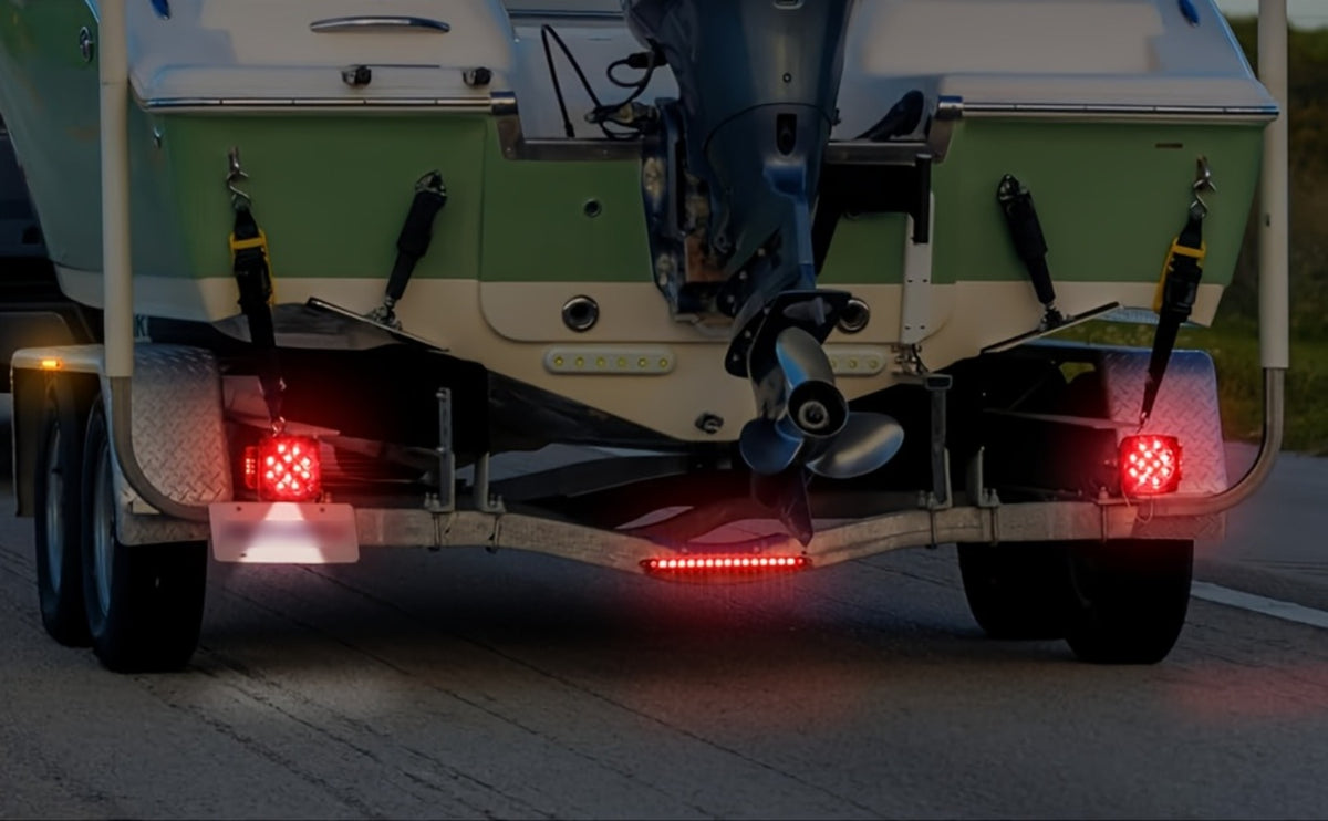 LED Trailer Light Kit with Wire Harness – Tail Lights, Amber Marker Lights & Brake ID Bar, 12V, Fits Boat Trailer Camper Truck Snowmobile Semi