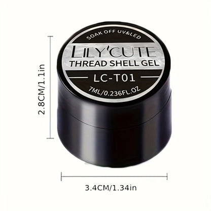 Metallic Silver Nail Art Painting Gel in 7ml LILYCUTE Jar with Fine Detail Brush for Lines and Floral Patterns