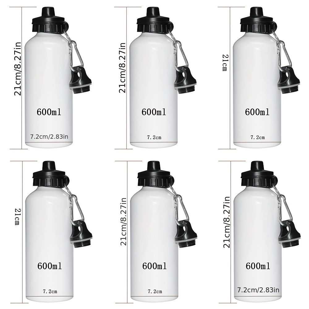 Single Silver Water Bottle with Screw-Top Spout Lid, Clip-On Cap and Preserved 600 ml Checkout Size