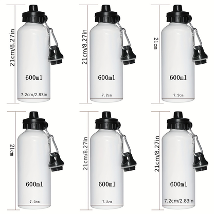 Single Silver Water Bottle with Screw-Top Spout Lid, Clip-On Cap and Preserved 600 ml Checkout Size